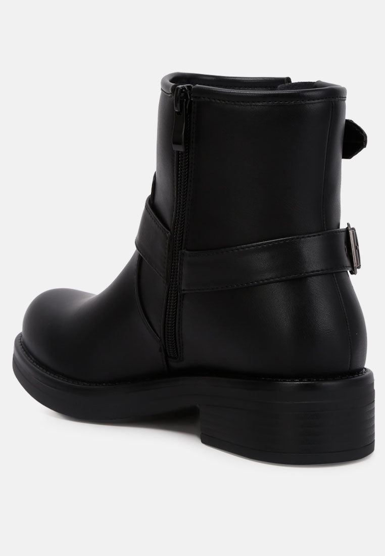 Allux Faux Leather Pin Buckle Boots - Tigbul's Variety Fashion Shop
