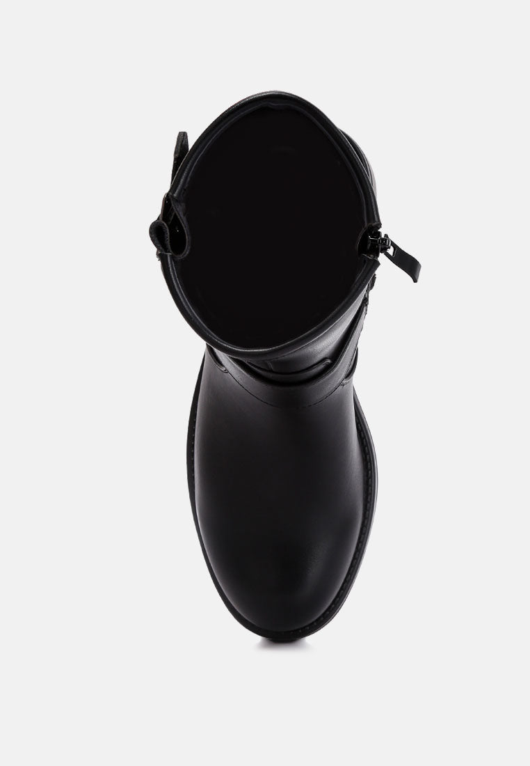Allux Faux Leather Pin Buckle Boots - Tigbul's Variety Fashion Shop