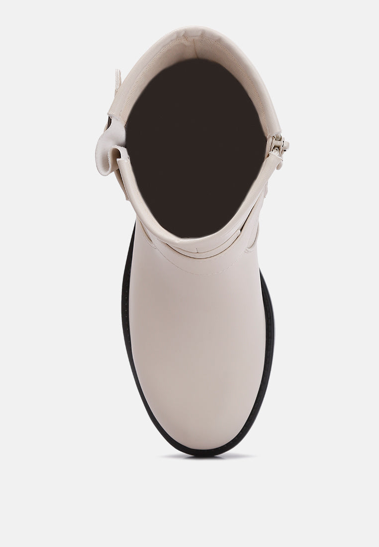Allux Faux Leather Pin Buckle Boots - Tigbul's Variety Fashion Shop