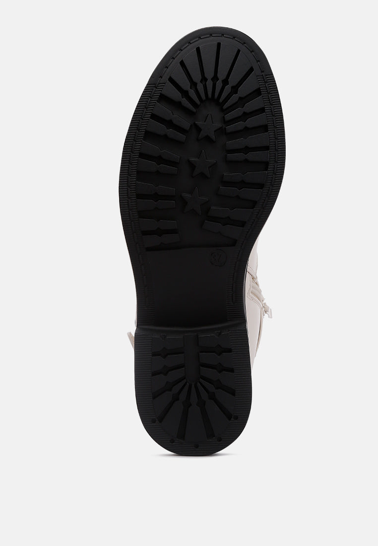 Allux Faux Leather Pin Buckle Boots - Tigbul's Variety Fashion Shop