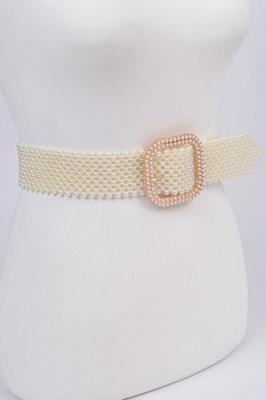 Knitted Ivory Pearl Belt - Tigbul's Variety Fashion Shop