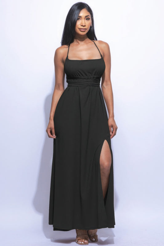 Side Slit Maxi Skirt Dress - Tigbul's Variety Fashion Shop