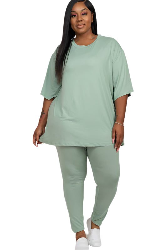 Plus Size Oversize shirt & Leggings Lounge Set - Tigbul's Variety Fashion Shop