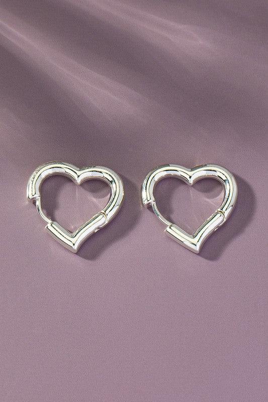 Heart shape hinged huggie hoop earrings - Tigbul's Variety Fashion Shop