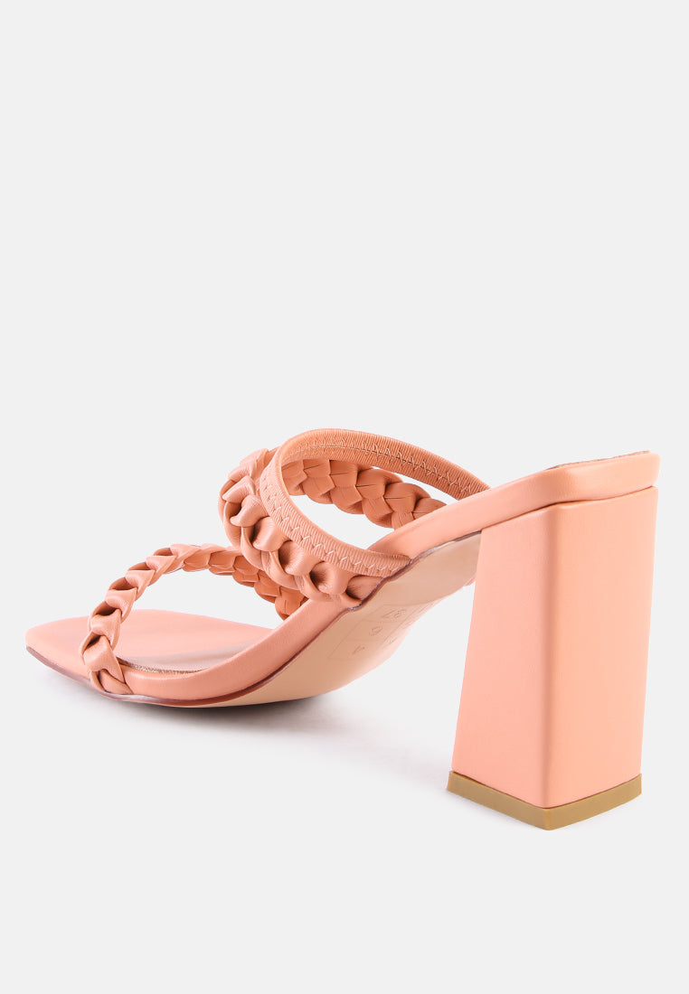 Arnie Braided Straps Block Heeled Sandals - Tigbul's Variety Fashion Shop