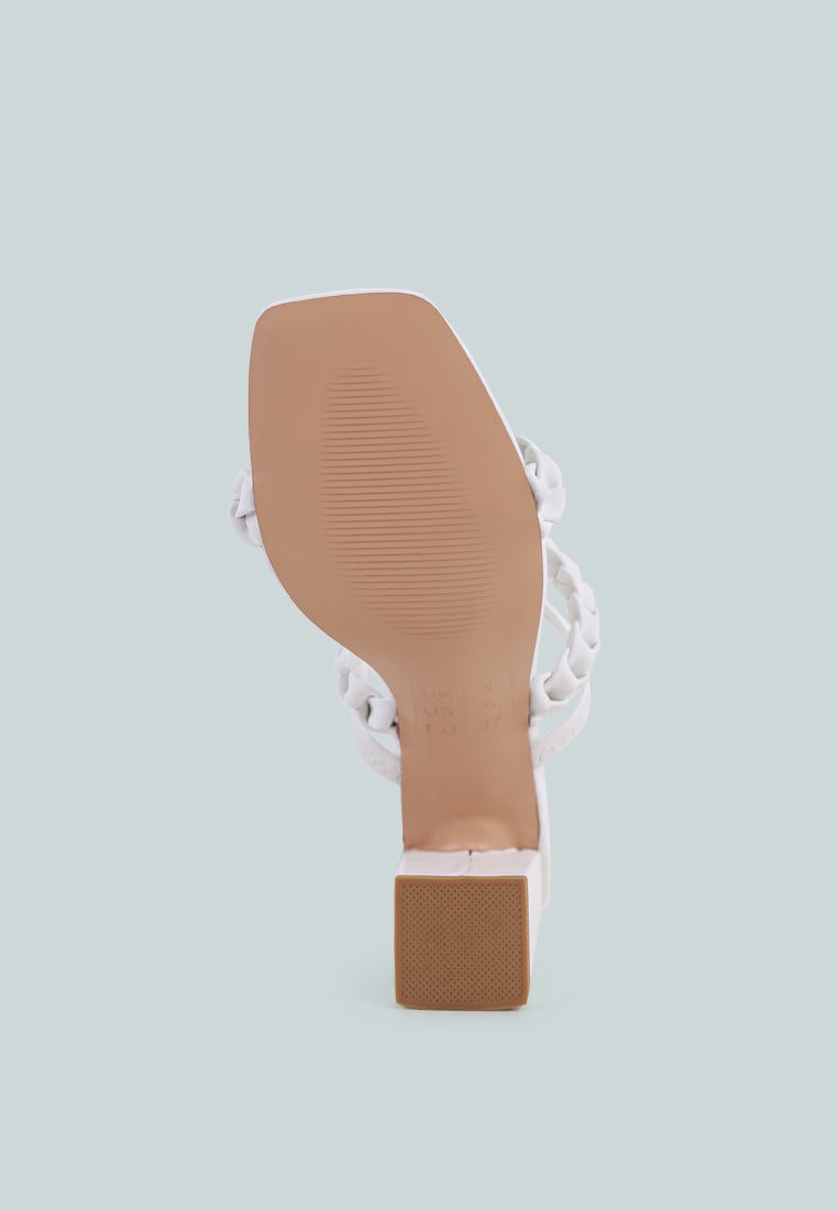 Arnie Braided Straps Block Heeled Sandals - Tigbul's Variety Fashion Shop