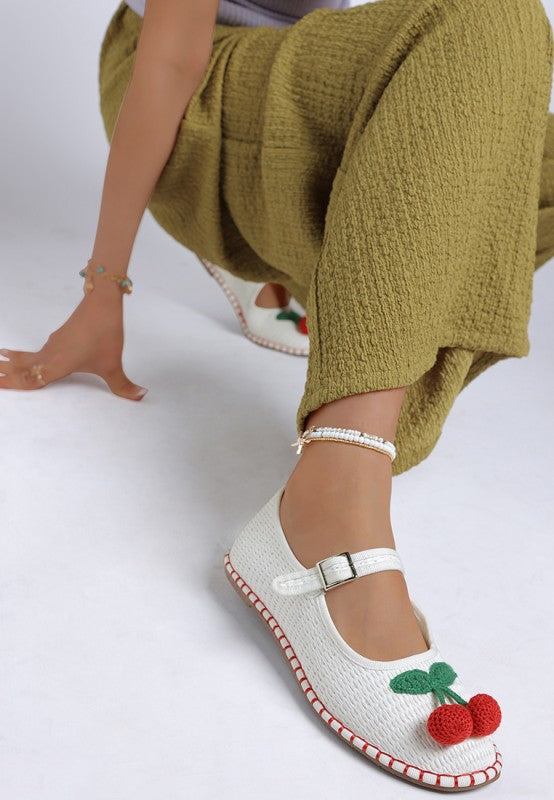 Brunch Date Cherry Accent Mary Jane Flats - Tigbul's Variety Fashion Shop