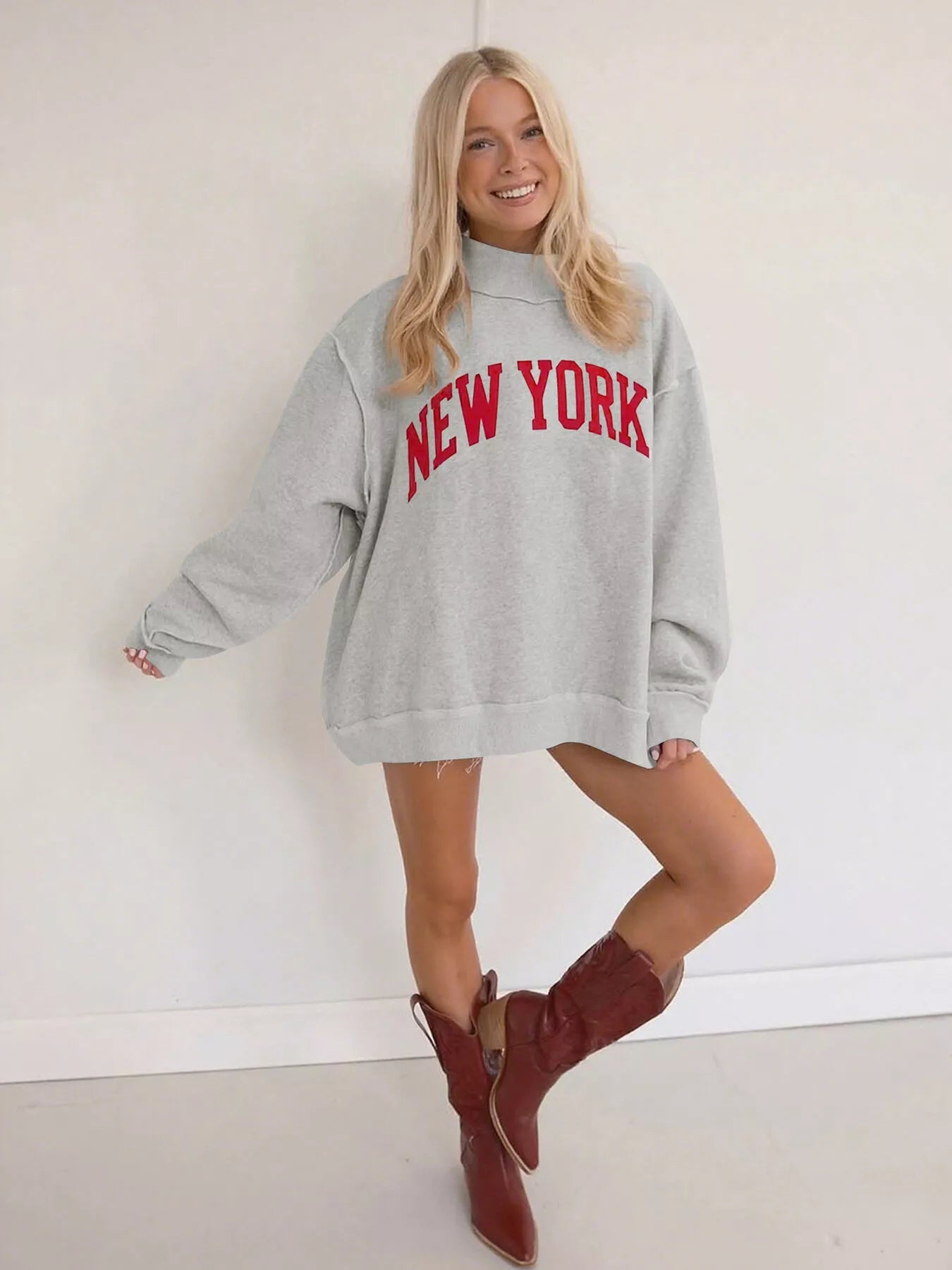 New York Oversized Dropped Shoulder Sweatshirt - Tigbul's Variety Fashion Shop