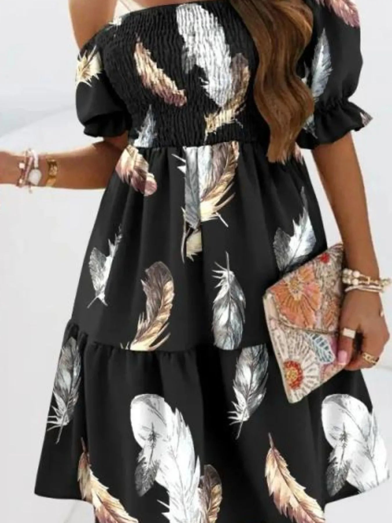 Off Shoulder Smocked Summer Dress - Tigbul's Variety Fashion Shop