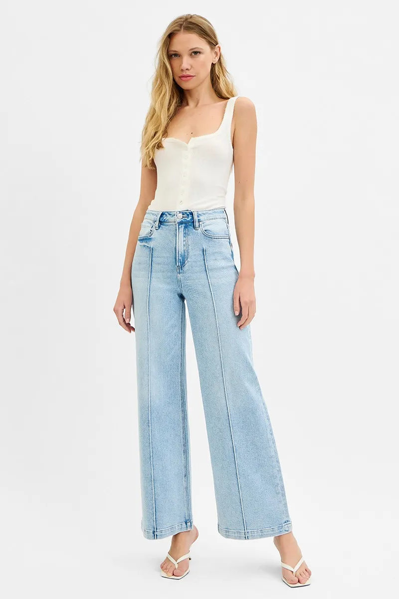 RISEN Full Size High Waist Wide Leg Pintuck Detailed Plus Size - Tigbul's Variety Fashion Shop