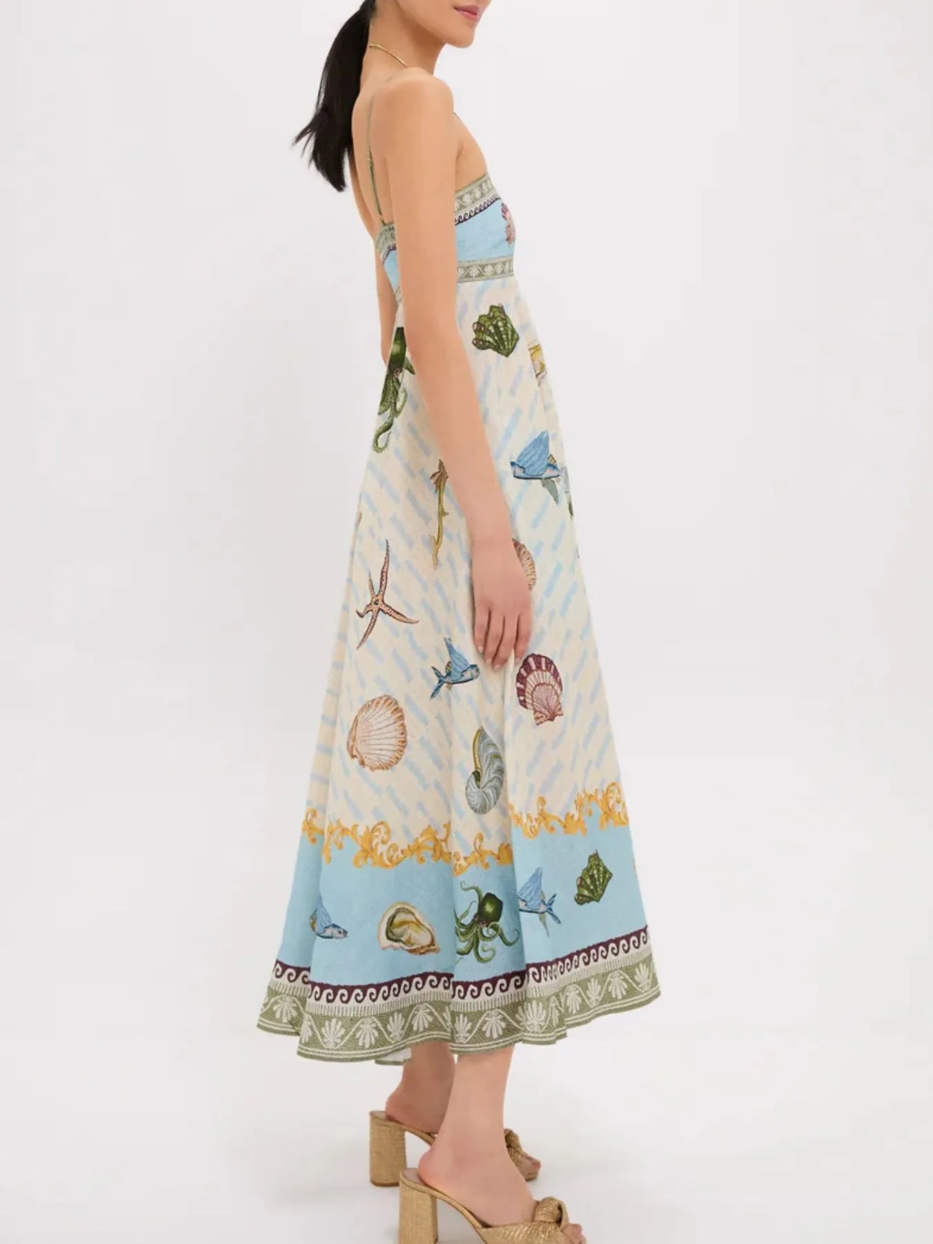 Ocean Print Spaghetti Strap Midi Dress - Tigbul's Variety Fashion Shop