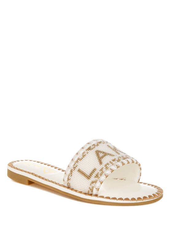 Hot Hub Beaded Lake Como Flat Slip Ons - Tigbul's Variety Fashion Shop