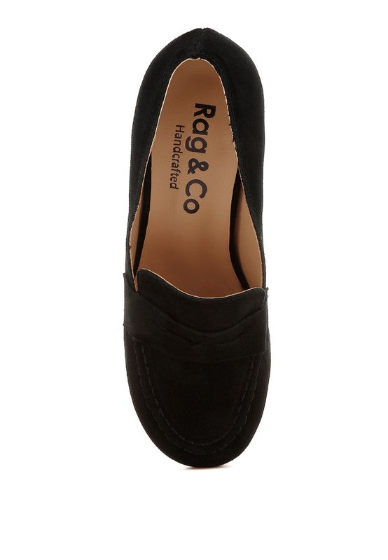 Astra Block Heel Genuine Suede Loafers - Tigbul's Variety Fashion Shop