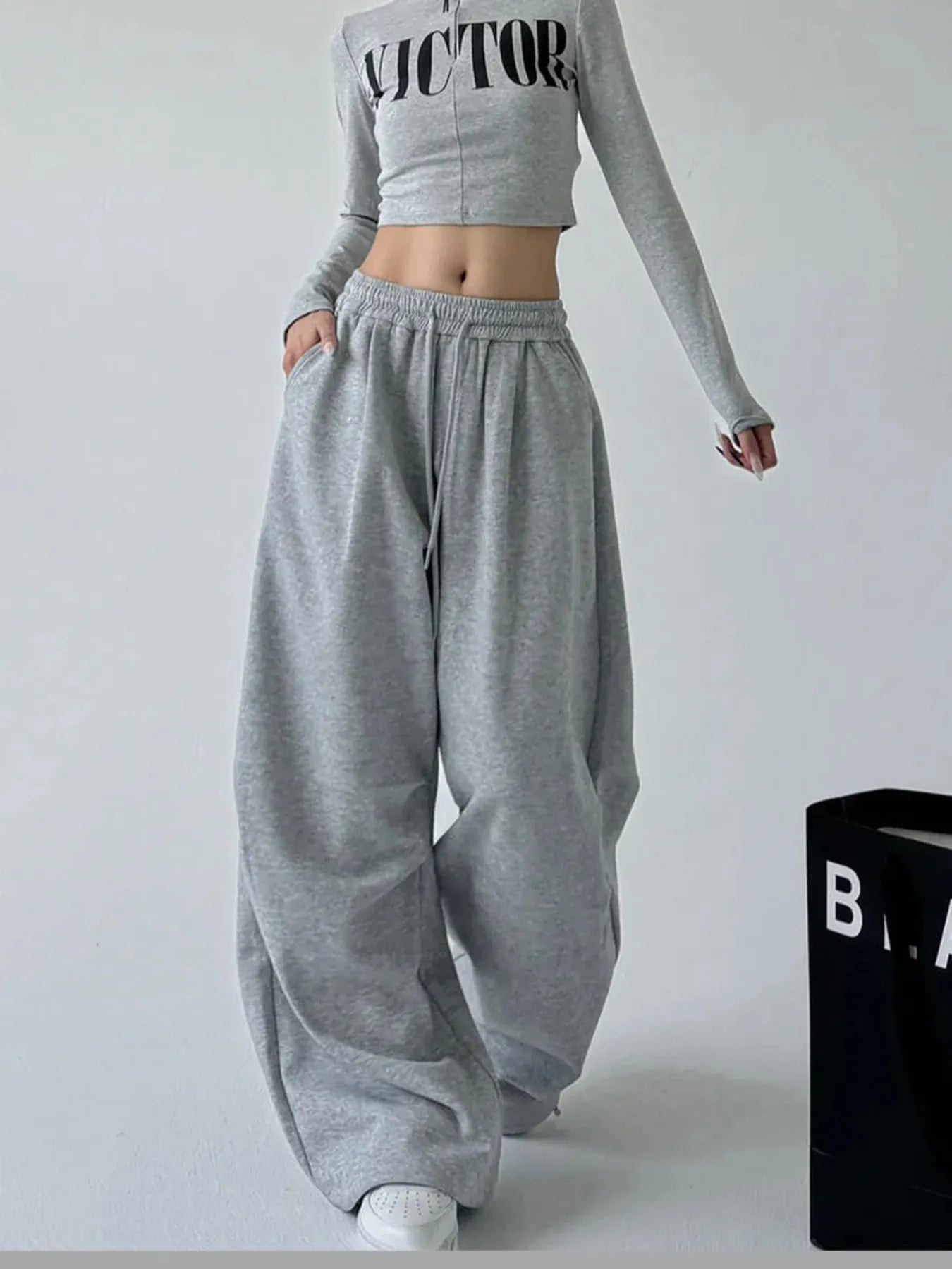 Oversized Wide Leg Drawstring Pants - Tigbul's Variety Fashion Shop