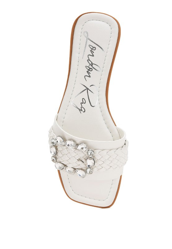 Hazbin Diamante Flat Sandals - Tigbul's Variety Fashion Shop