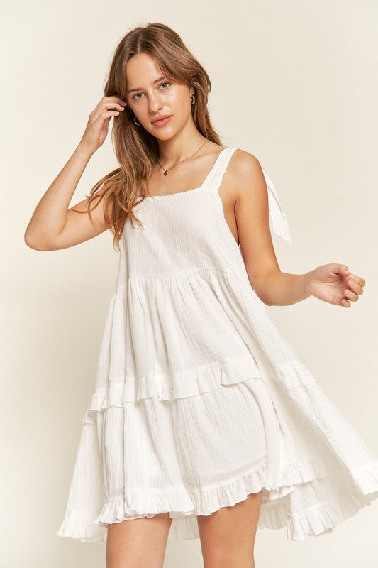 Square neck ruffle dress - Tigbul's Variety Fashion Shop