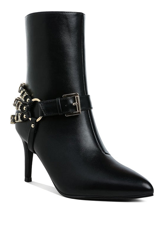 Nicene Harness Detail Stiletto Boots - Tigbul's Variety Fashion Shop
