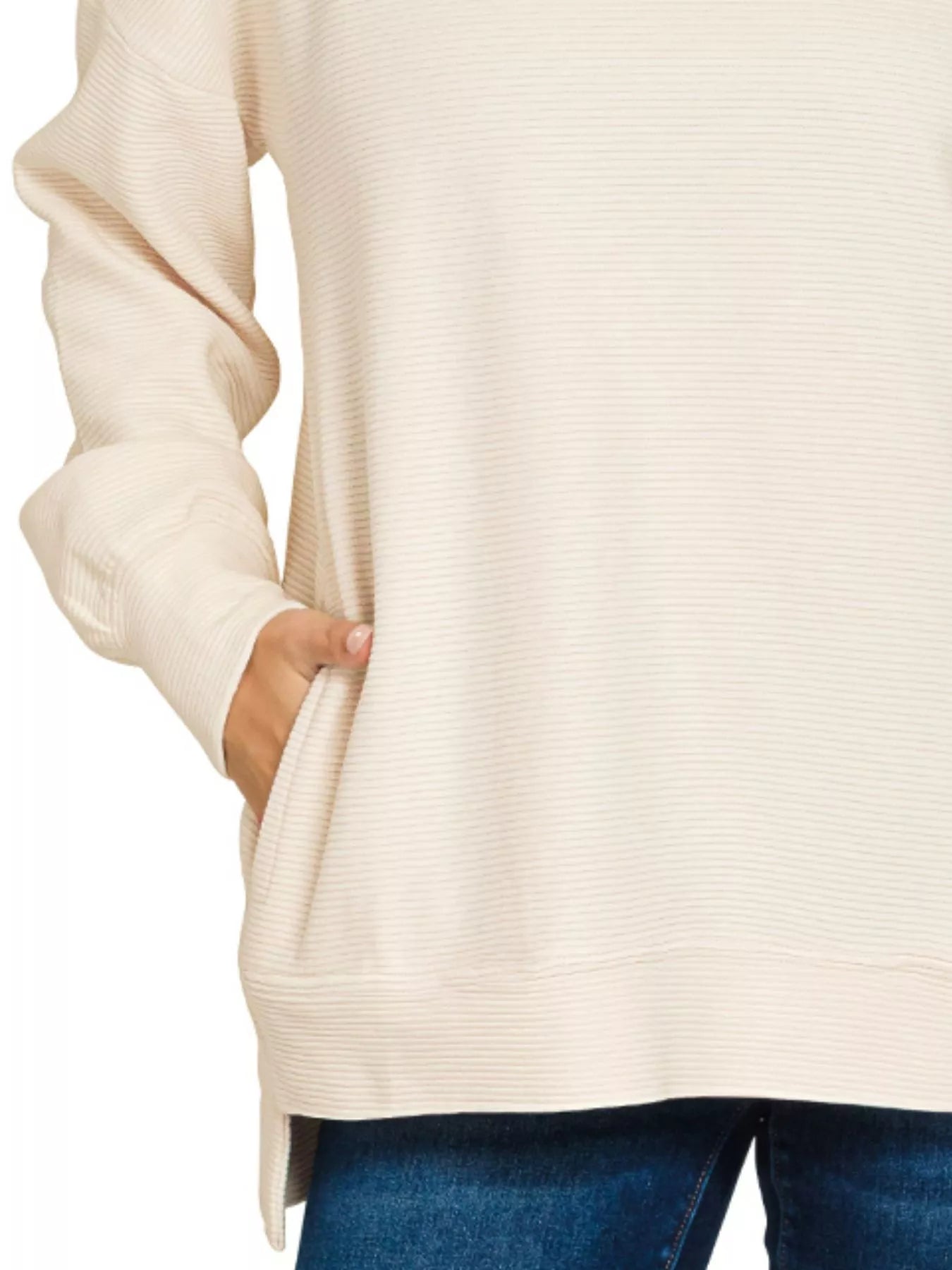 Zenana Full Size Acid Washed Double Ribbed Hi-low Sweatshirt Plus Size - Tigbul's Variety Fashion Shop