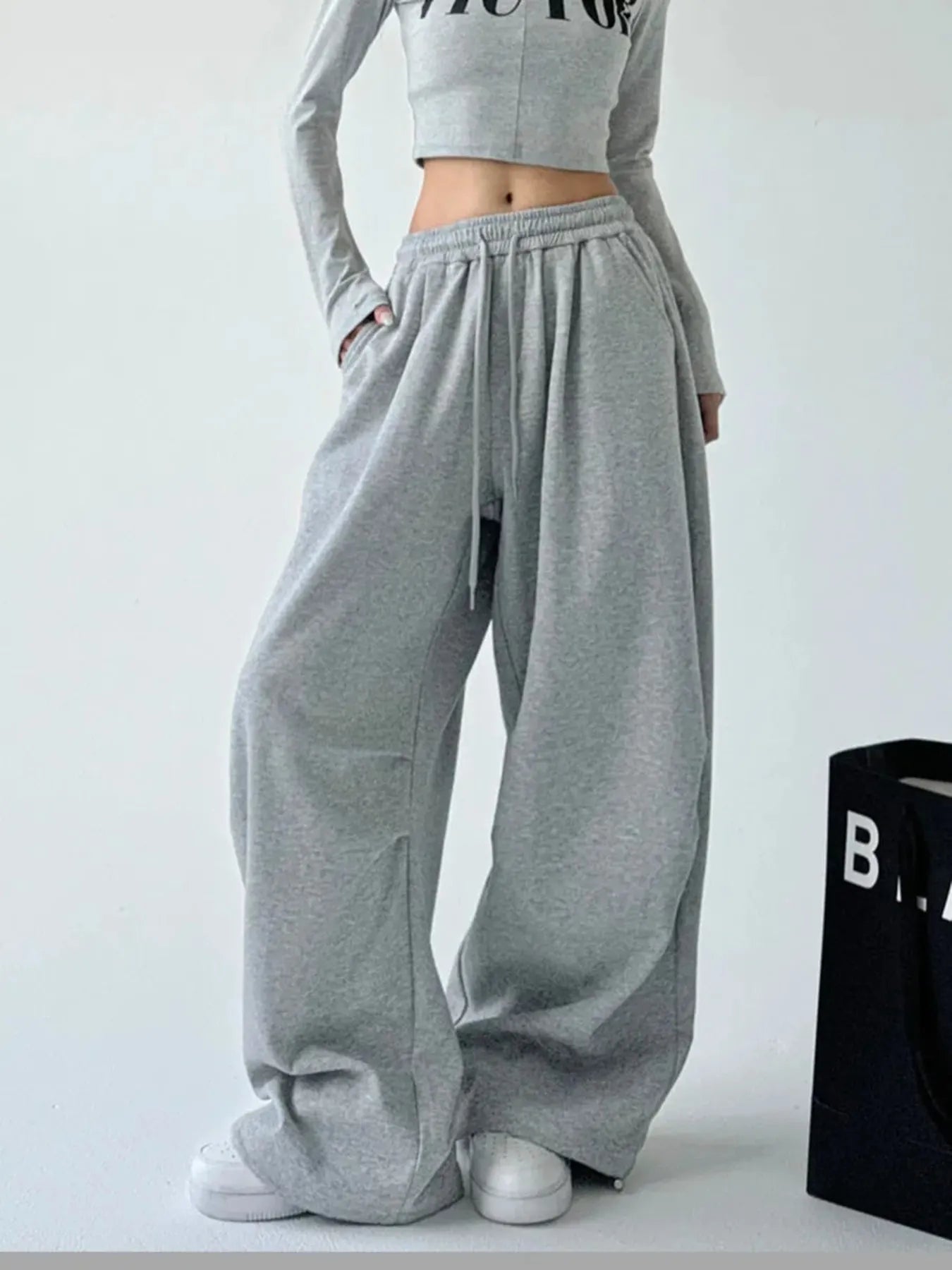 Oversized Wide Leg Drawstring Pants - Tigbul's Variety Fashion Shop