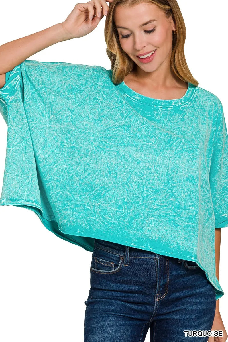 Zenana Premium Cotton Crinkle Wash Oversized T-Shirt - Tigbul's Variety Fashion Shop