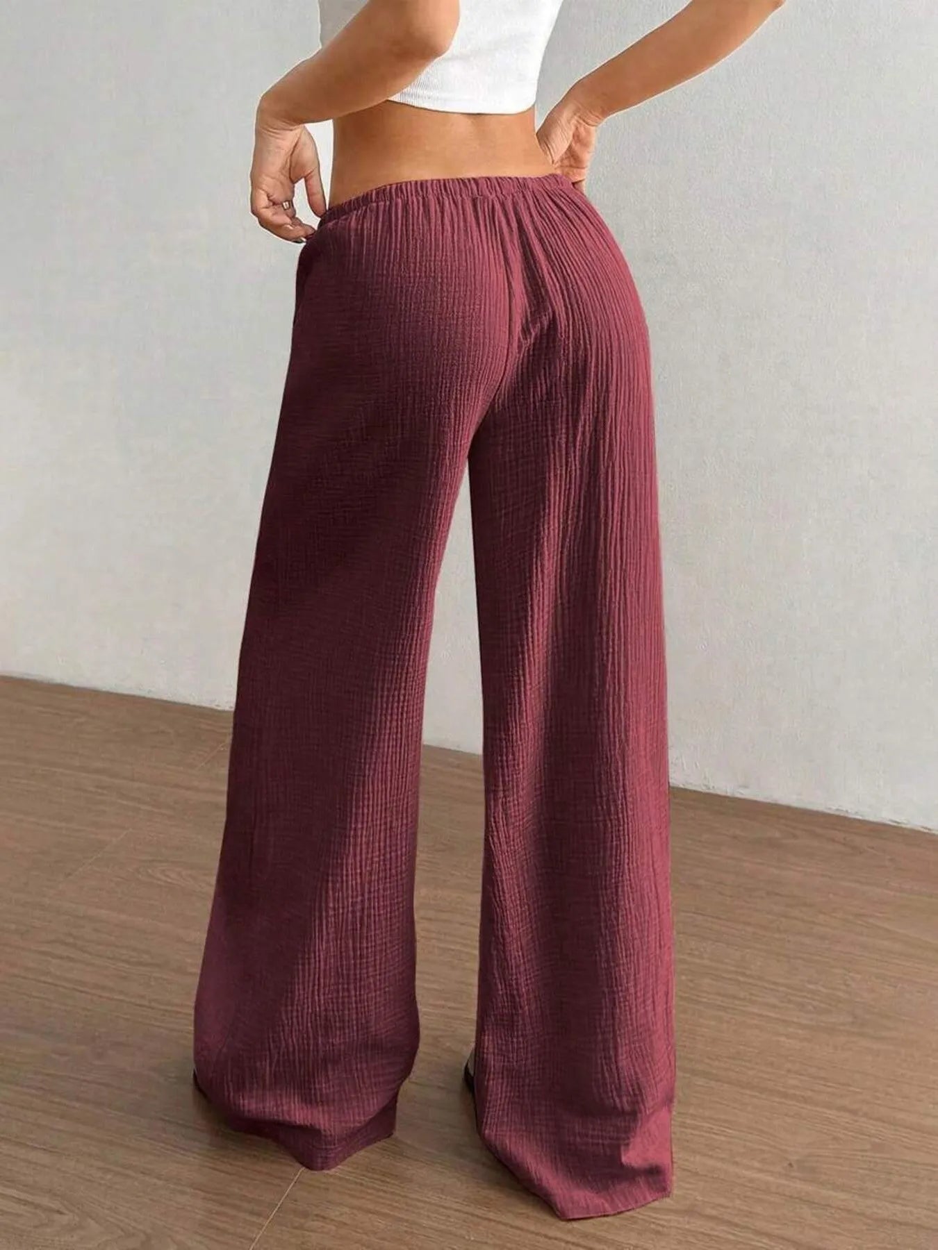 Wide Leg Drawstring Casual Pants - Tigbul's Variety Fashion Shop