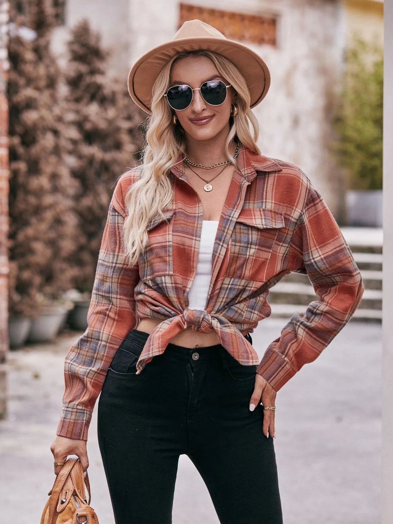 Plaid Button-Down Long Sleeve Shirt - Tigbul's Variety Fashion Shop