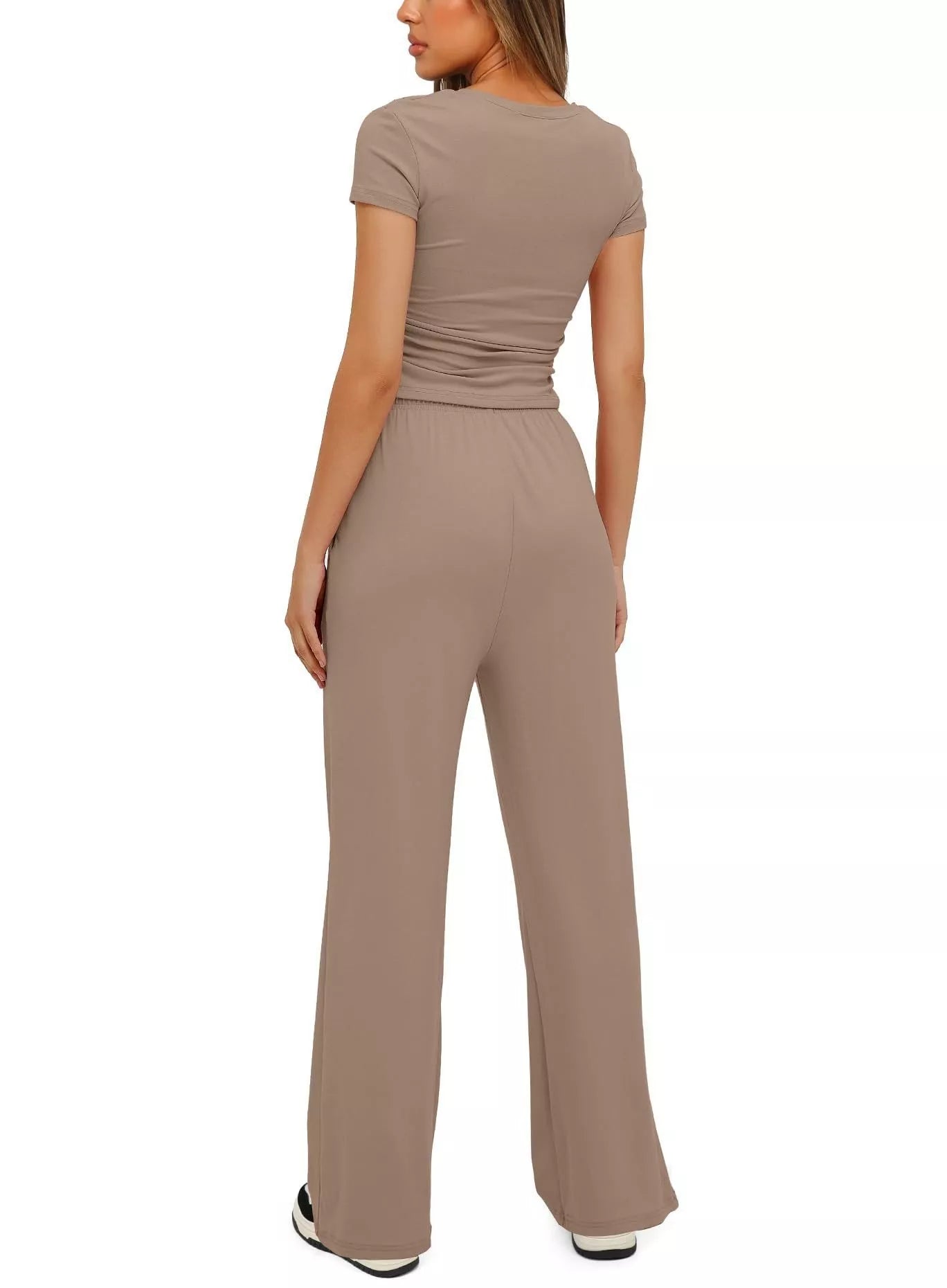 Round Neck Short Sleeve T-Shirt and Pants Set - Tigbul's Variety Fashion Shop