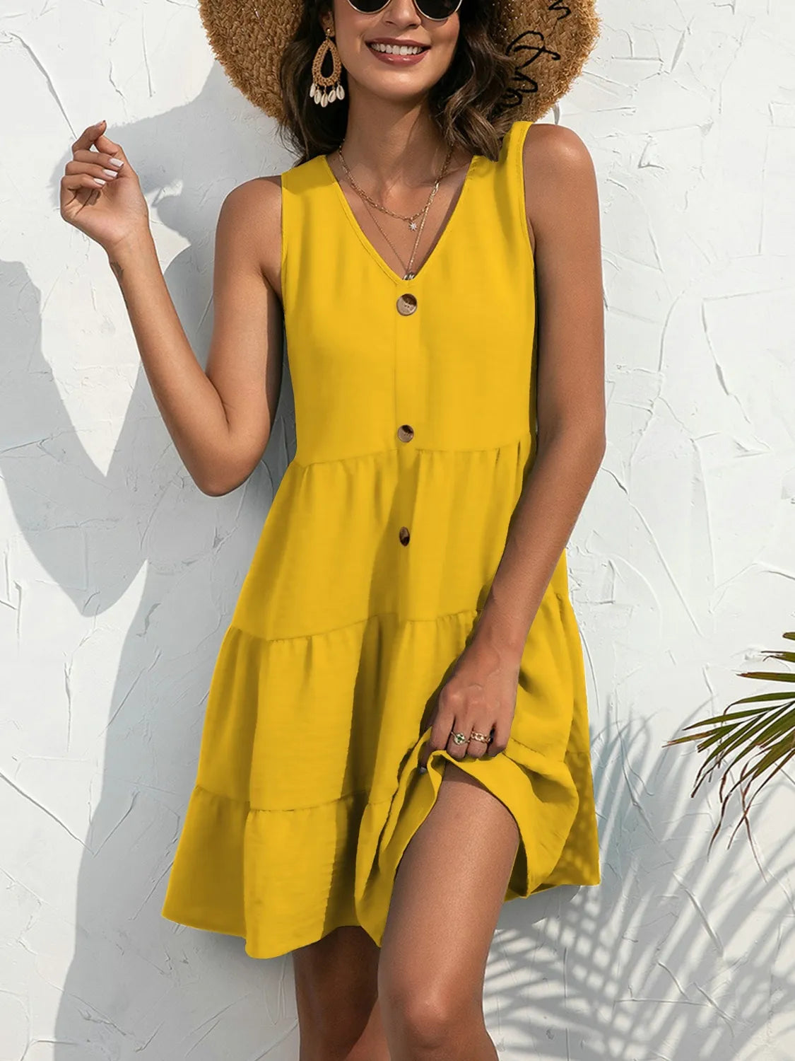 V-Neck Sleeveless Mini Tank Dress - Tigbul's Variety Fashion Shop