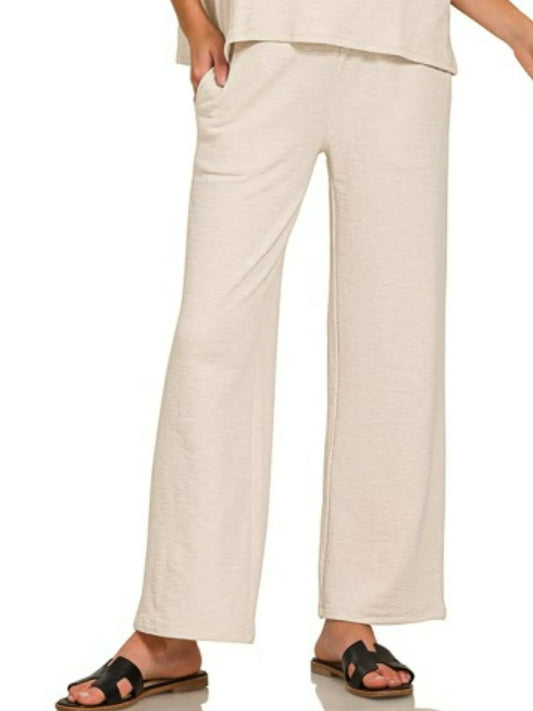 Zenana Slub Short Sleeve T-Shirt and Pants Set - Tigbul's Variety Fashion Shop