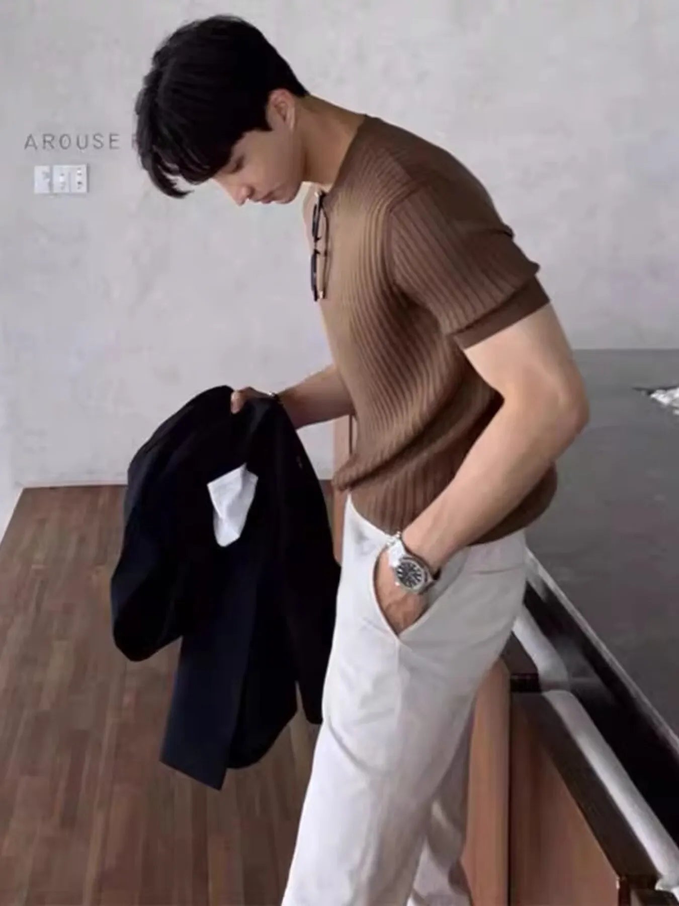 Men's Full Size Ribbed Knit Short Sleeve T-Shirt Plus Size - Tigbul's Variety Fashion Shop