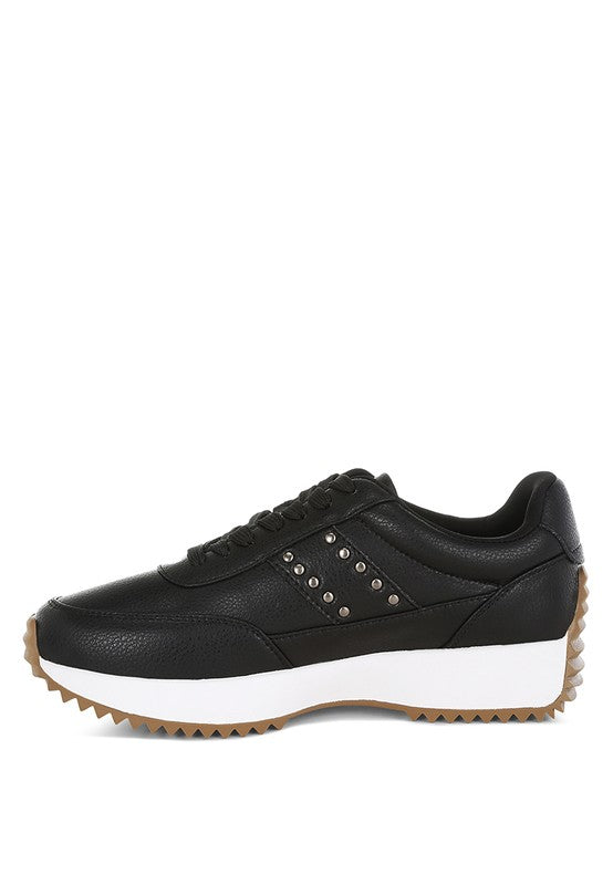 Athion Studded Real Leather Sneakers - Tigbul's Variety Fashion Shop