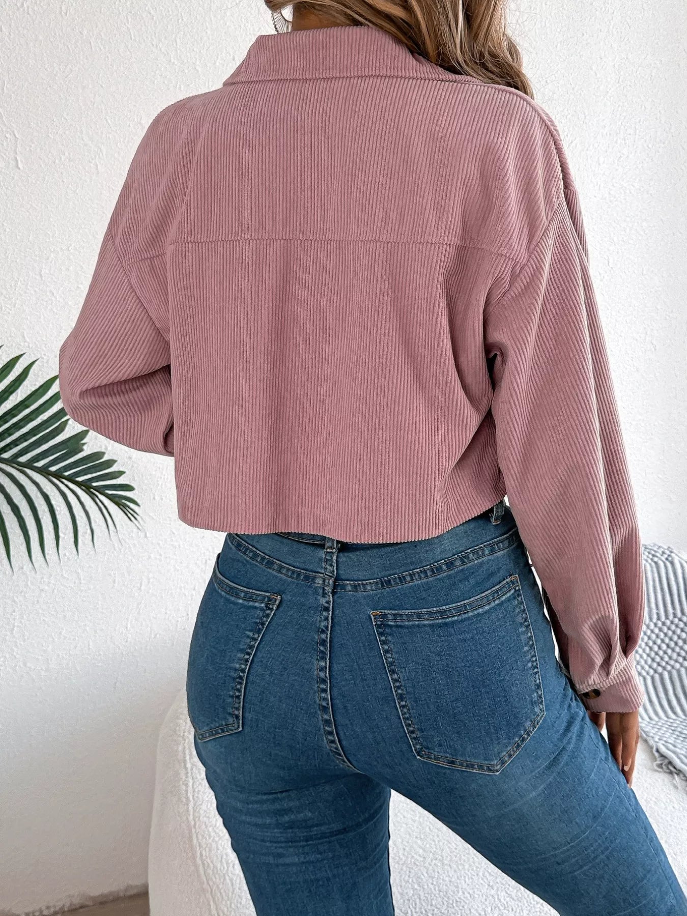 Corduroy Button-Up Dropped Shoulder Jacket - Tigbul's Variety Fashion Shop