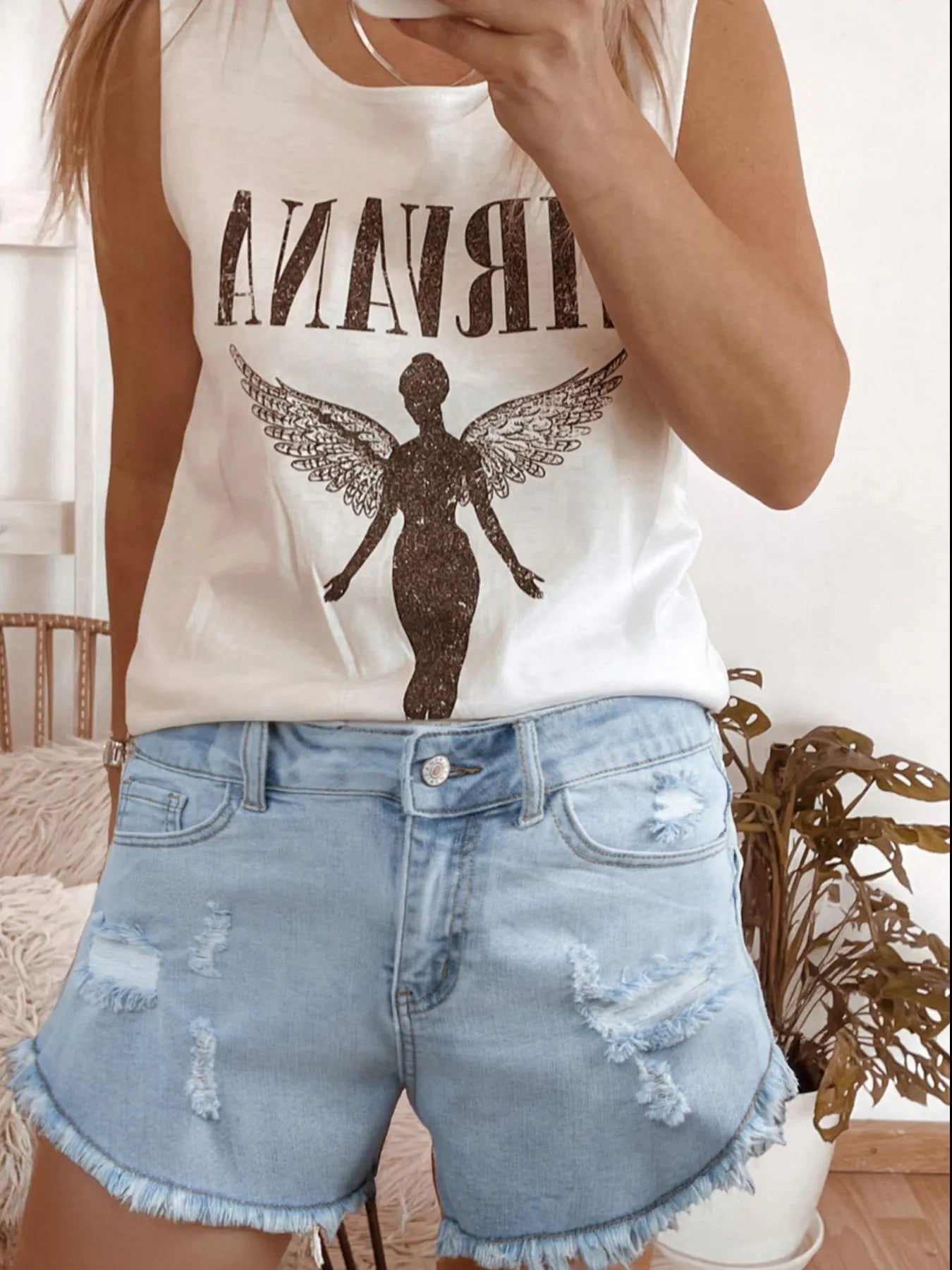 High Rise Distressed Raw Hem Denim Shorts - Tigbul's Variety Fashion Shop