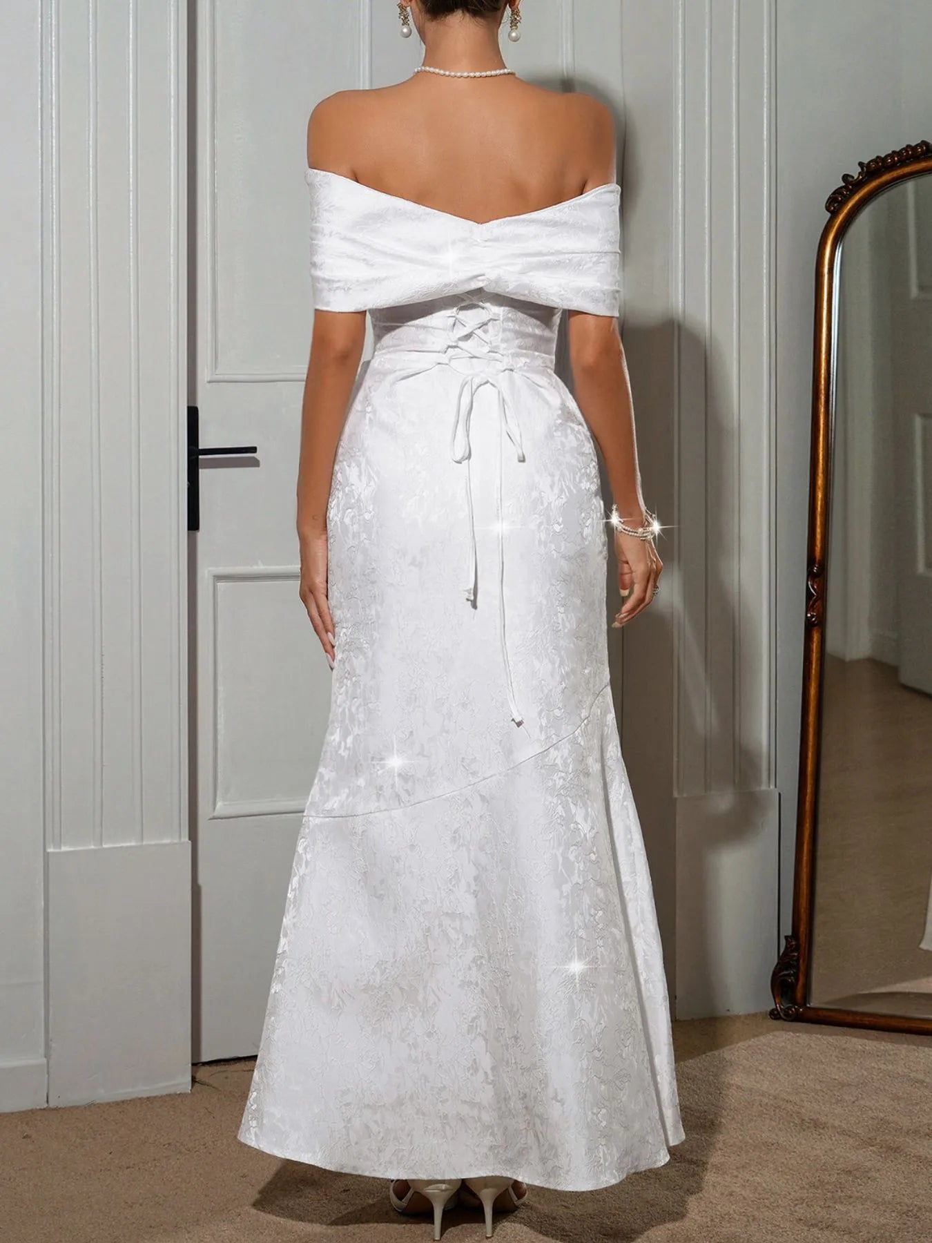 Bow Off-Shoulder Maxi Dress - Tigbul's Variety Fashion Shop