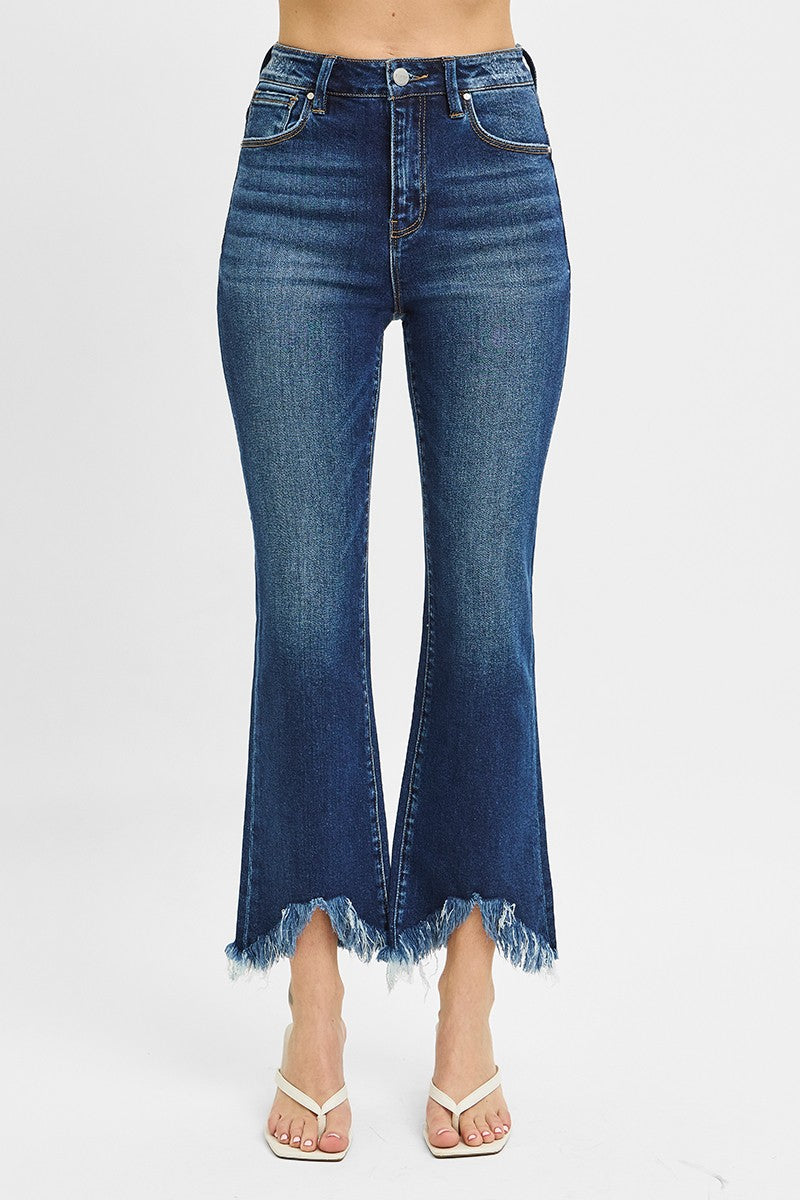 RISEN High Rise Crop Bootcut Fray Hem Jeans - Tigbul's Variety Fashion Shop