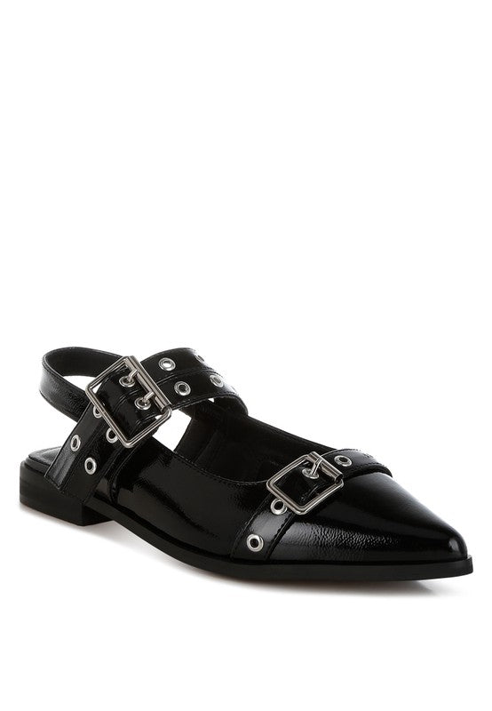 Betula Eyelets & Buckle Detail Flats - Tigbul's Variety Fashion Shop