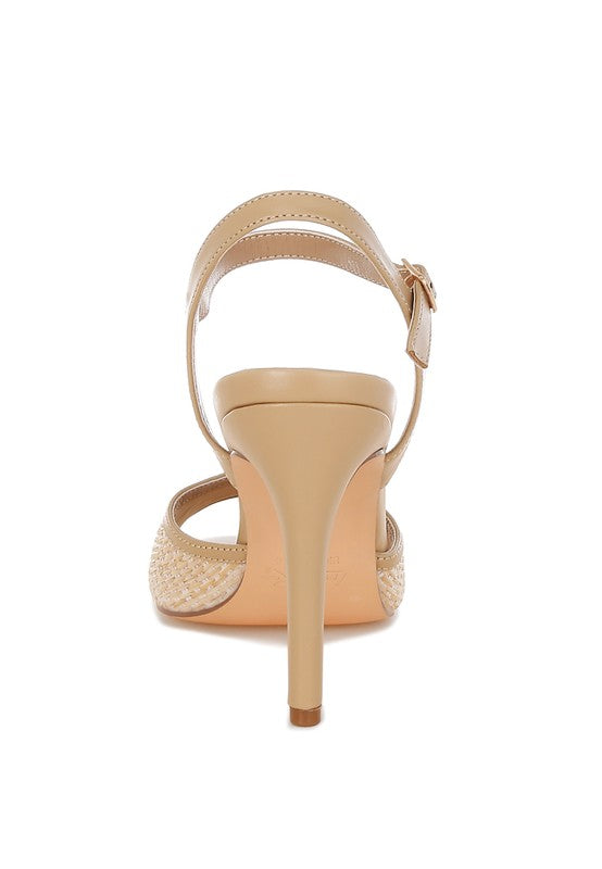 Vilasta Raffia Square Toe Stiletto Heels - Tigbul's Variety Fashion Shop