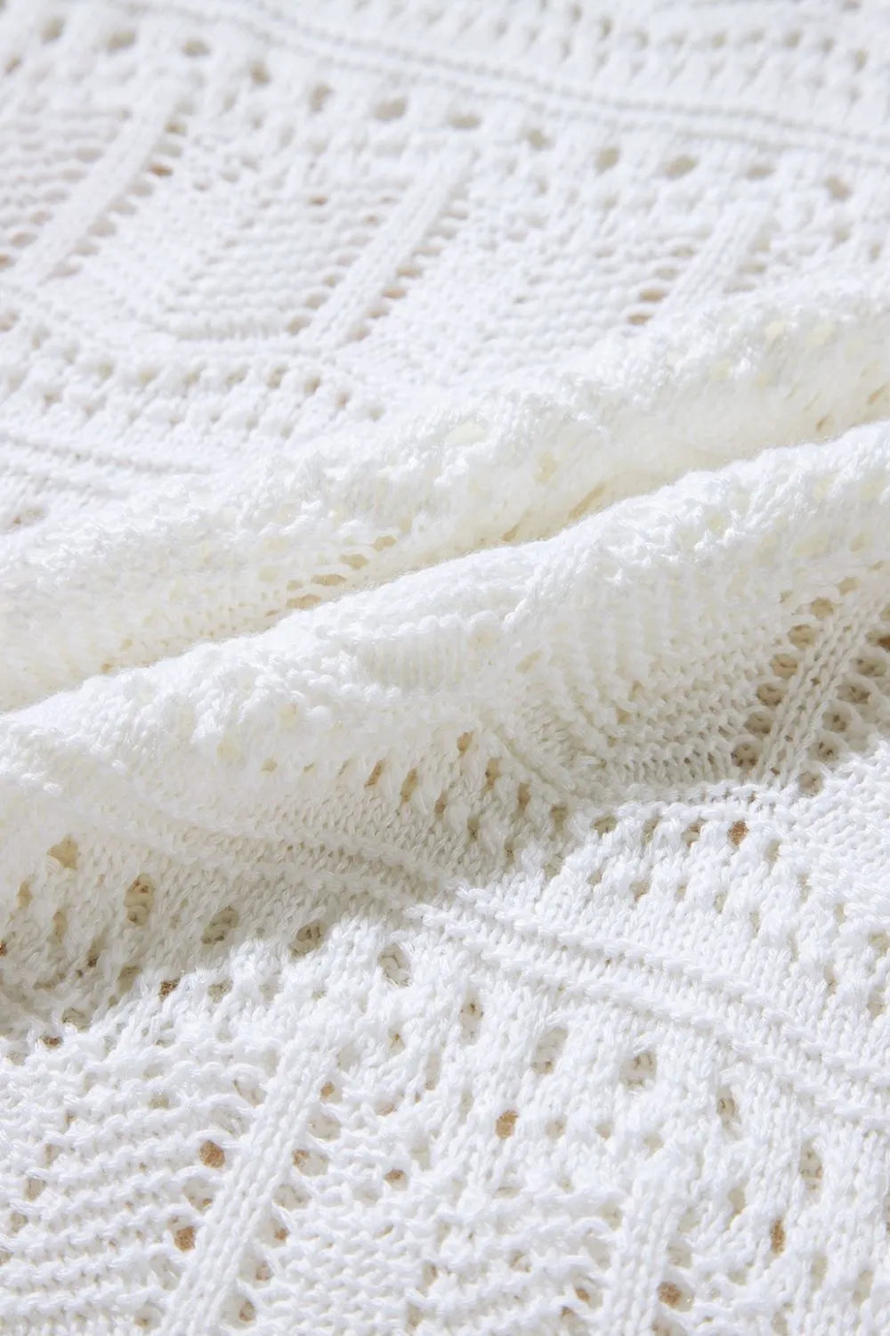 White V Neck Textured Hollow-Out Sweater Vest - Tigbul's Variety Fashion Shop