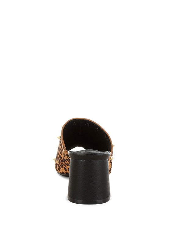 Edama Leopard Print Studded Slip Ons - Tigbul's Variety Fashion Shop