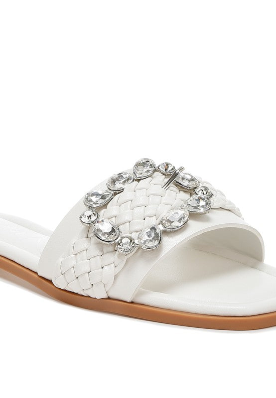 Hazbin Diamante Flat Sandals - Tigbul's Variety Fashion Shop