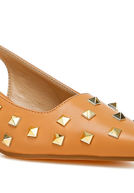 Hegron Stud Embellished Kitten Heels - Tigbul's Variety Fashion Shop