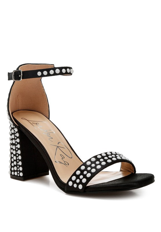 Klebba Pearls Embellished Satin Sandals - Tigbul's Variety Fashion Shop