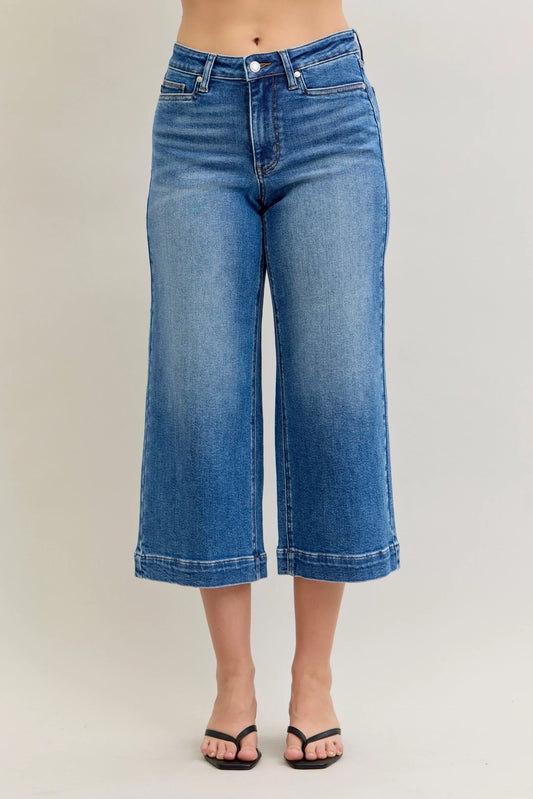 Judy Blue Mid Rise Crop Wide Leg Jeans - Tigbul's Variety Fashion Shop