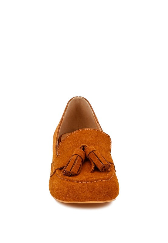 Aloha Tassels Detail Genuine Suede Loafers - Tigbul's Variety Fashion Shop