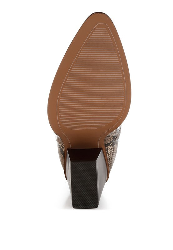 Cornus Snake Print Ankle Boots - Tigbul's Variety Fashion Shop