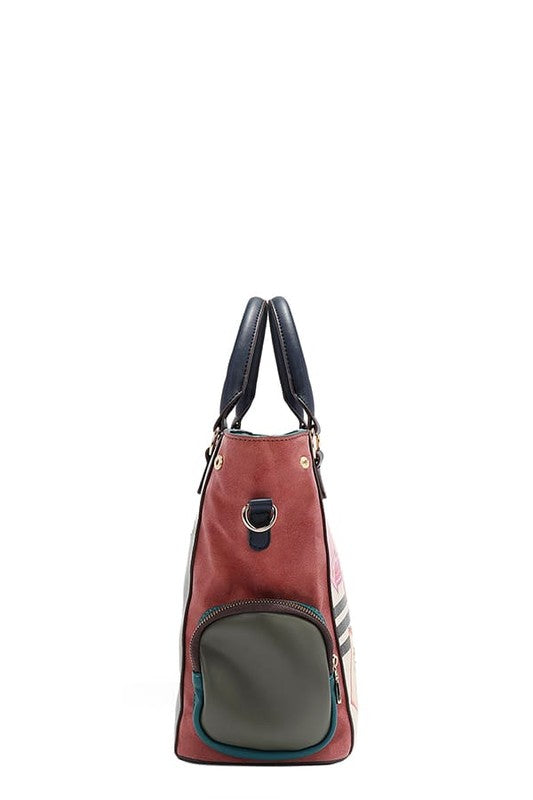 Nicole Lee USA Eco-Leather Handbag with Side Pockets - Tigbul's Variety Fashion Shop