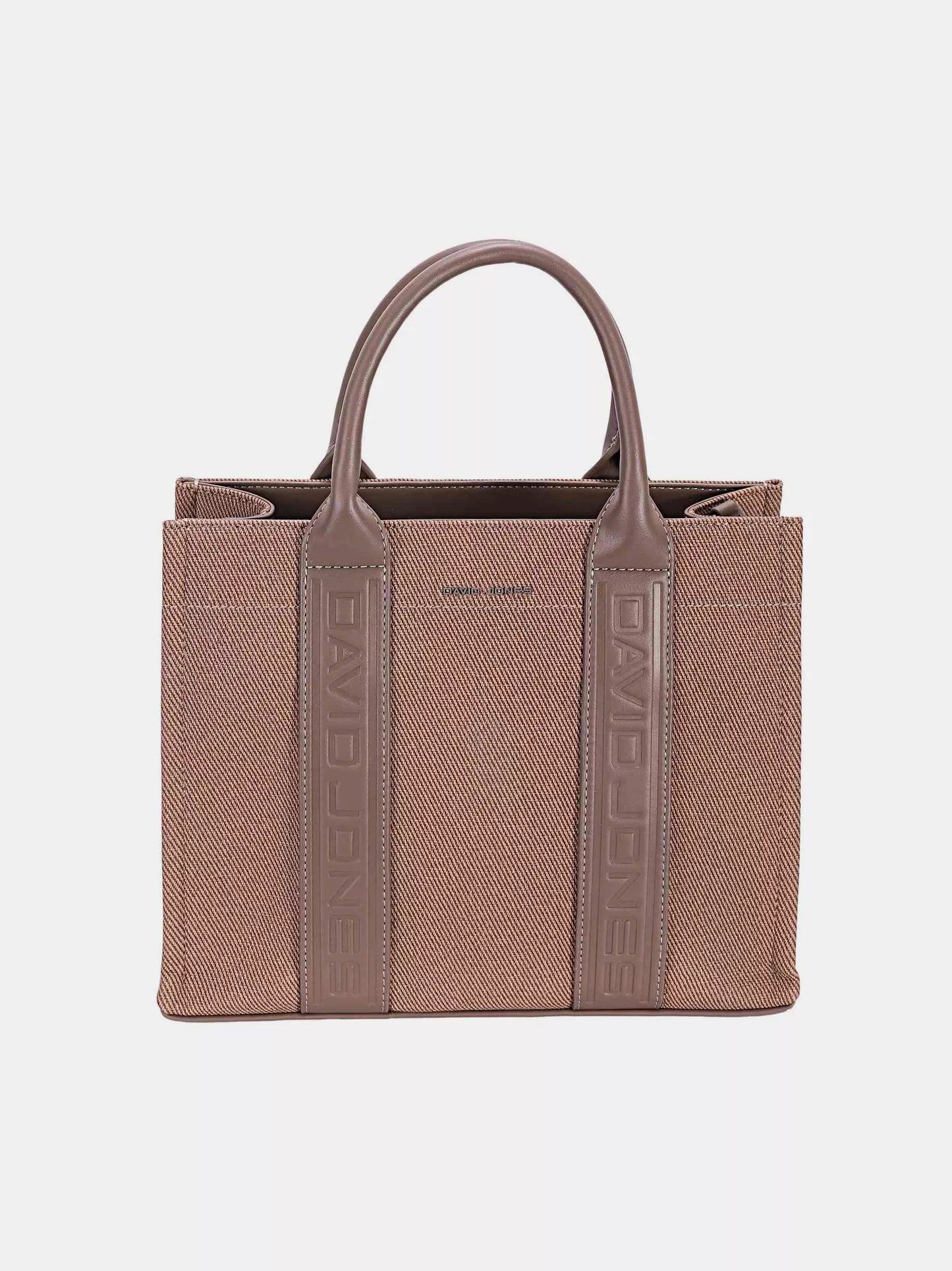 David Jones Canvas Tote Handbag with Contrast Leather Handles - Tigbul's Variety Fashion Shop