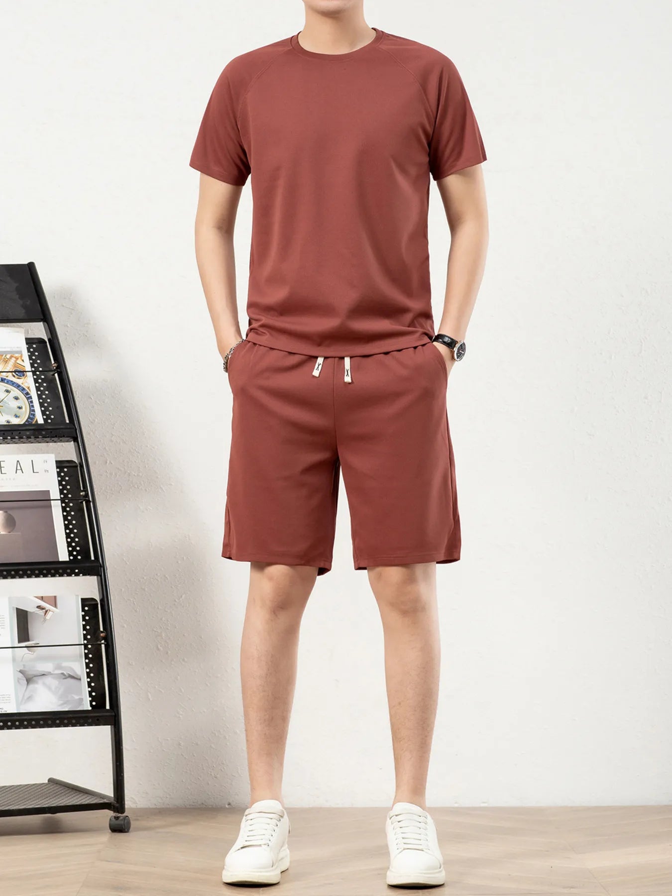 Men's Plus Size Short Sleeve Top and Shorts Set - Tigbul's Variety Fashion Shop
