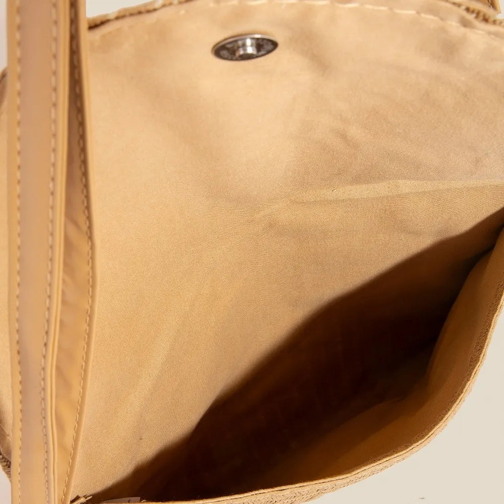 Tan Tight Woven Envelope Clutch Bag - Tigbul's Variety Fashion Shop