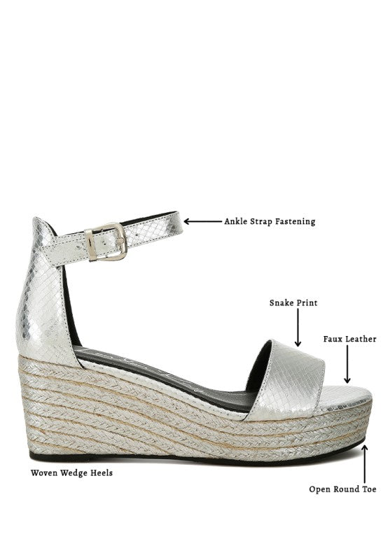 Utah Faux Leather Snake Wedge Espadrilles - Tigbul's Variety Fashion Shop